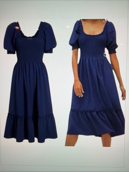 Hill House Dresses & Skirts - Hill House Navy  Louisa Puff-Sleeve Smocked Midi Dress